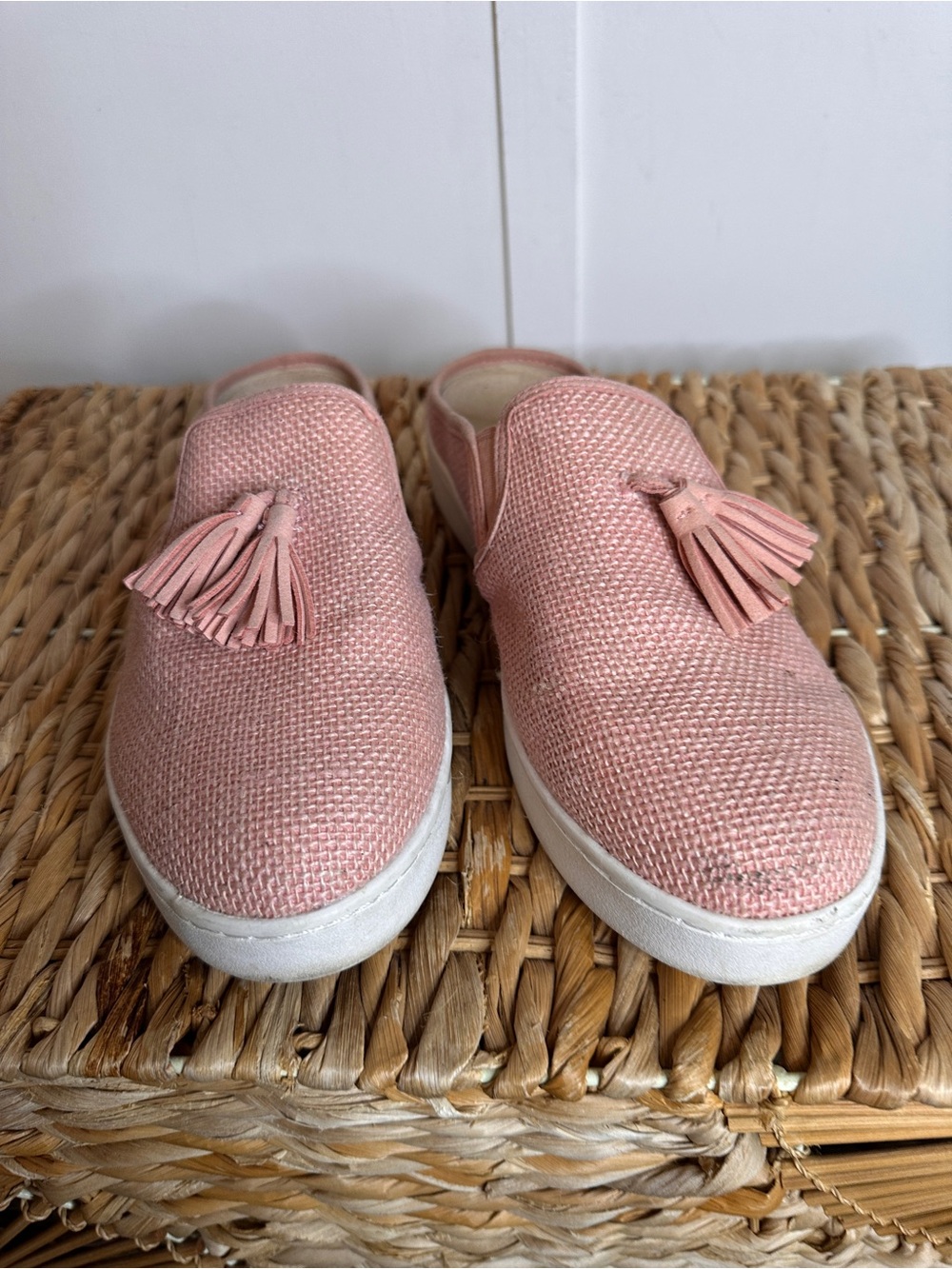 Women's Slip-On Tassel Mules in Dusty Pink